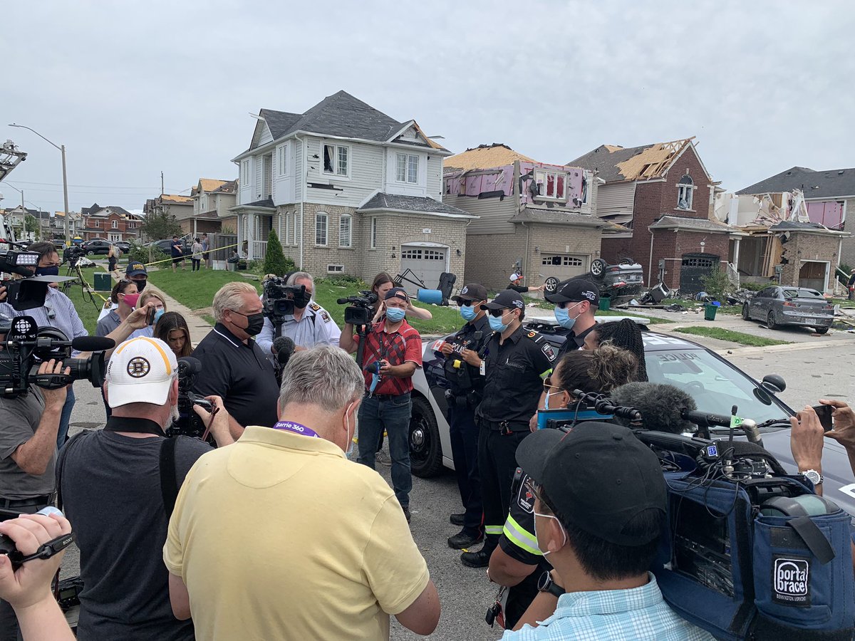 Paramedics and other #firstresponders are meeting with <a href="/fordnation/">Doug Ford</a> at the scene of yesterday’s #Barrie #Tornado as he tours one of the damaged neighborhoods