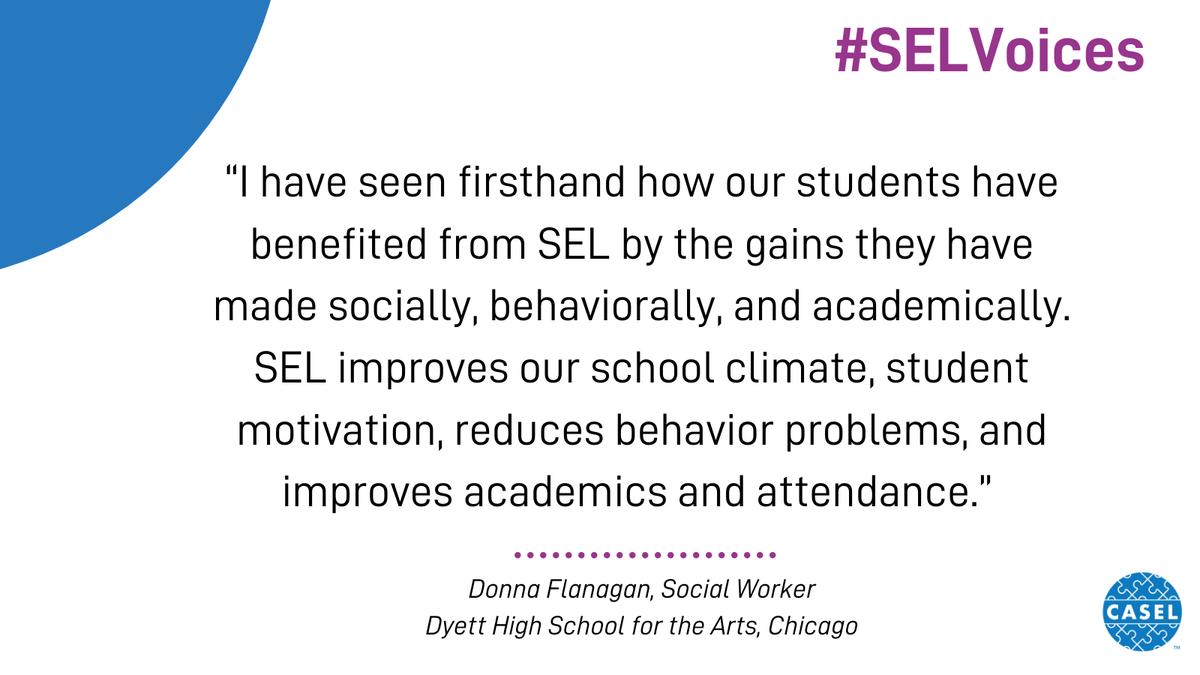 caselorg's tweet photo. Practitioners in schools have seen the benefits of social and emotional learning (#SEL). How do you think SEL benefits students and adults? https://t.co/PKeKSQ2JHw