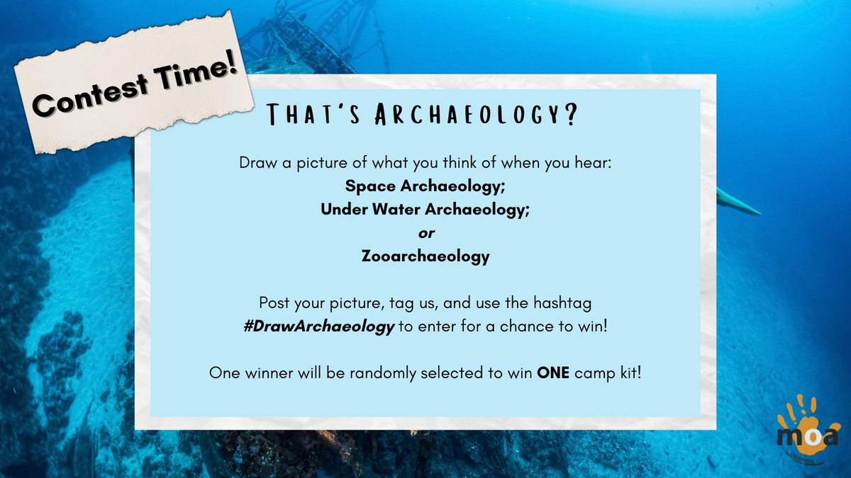 MuseOntArch's tweet photo. What is #SpaceArchaeology? What does #UnderWaterArchaeology look like? What does #ZooArchaeology mean?
Enter our contest and let us know!
Interested in our camp kits?
https://t.co/2nVGUpJhjZ
#MOALondon #LdnMuse #MuseumFromHome #Ontario #VirtualCamp #Prize #Contest #Archaeology https://t.co/IVO5Th173h