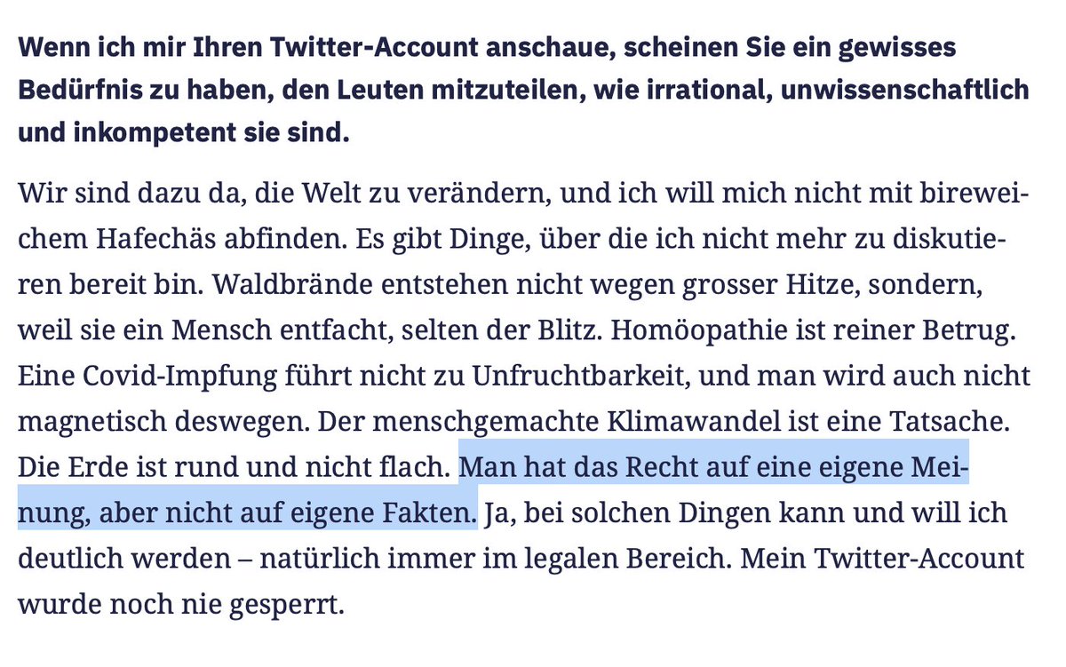 CoronaZeroCH's tweet photo. "Man hat das Recht auf eine eigene Meinung, aber nicht auf eigene Fakten." - @Kachelmann 

Absolutes Spitzeninterview, v.a. zum Klimawandel, aber er sagt auch viel sehr Gescheites zu #Corona, und zwar heilsam unverblümt. Er spricht mir aus der Seele.

https://t.co/sLDsWJFba7 https://t.co/9EiXwLIQV2