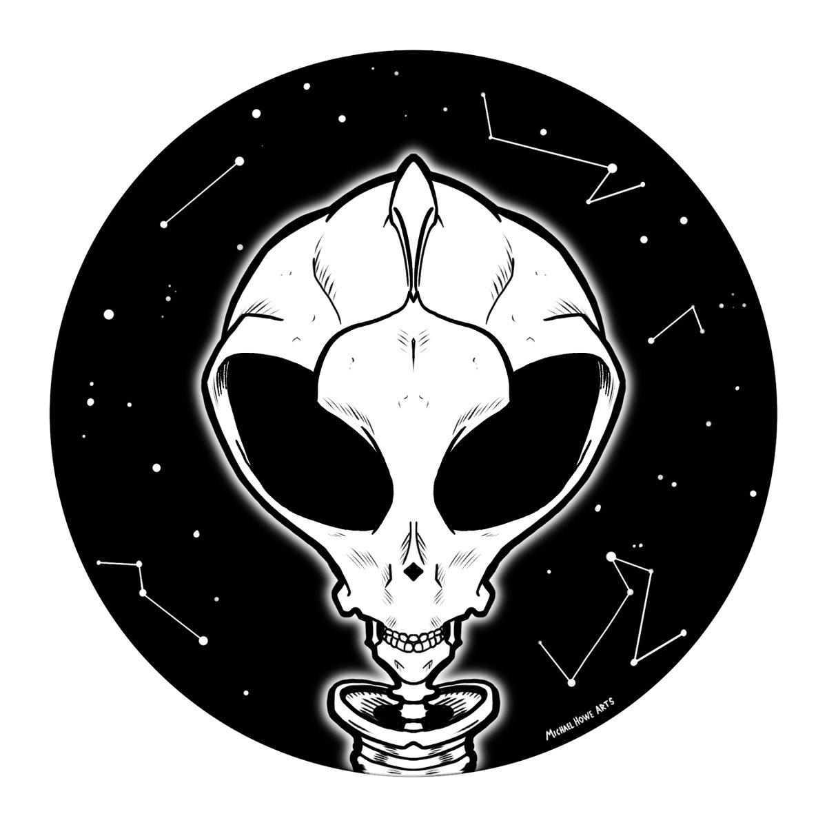 michaelhowearts's tweet photo. #SkullyJuly8 Day 15: ALIEN!
Can you guess which type of skull I used as the base for the alien skull?
You can get products with this guy over on my Redbubble.

#alien #alienhead #alienskull #universe #stars #constellations #alienmerch #area51 #believe #skull #skullyjuly #darkart https://t.co/CS0RRFGWEk