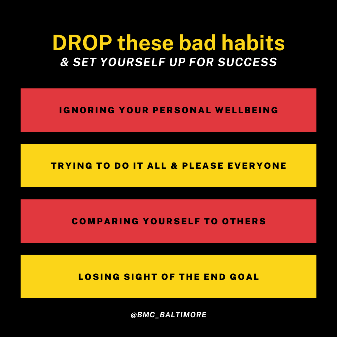 BMC_Baltimore's tweet photo. Do you have these bad habits? They might be holding you back from being successful. 😬  #personalgrowth #successtips #Successfulhabits https://t.co/x2RIQ0gspw