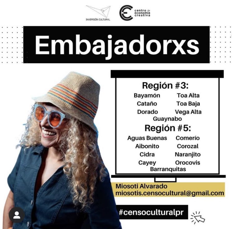 ￼
¡Mi gente! ¿Ya te enteraste del #CensoCultural? 
Soy una de las embajadoras y necesito de tu ayuda para que muchxs más se enteren y ¡llenen el censo! Es súper fácil, no te tomará ni 2 minutos de tu tiempo. 
Entra al link: forms.gle/LRjh3EY9jNsdCC… No importa del pueblo que seas!