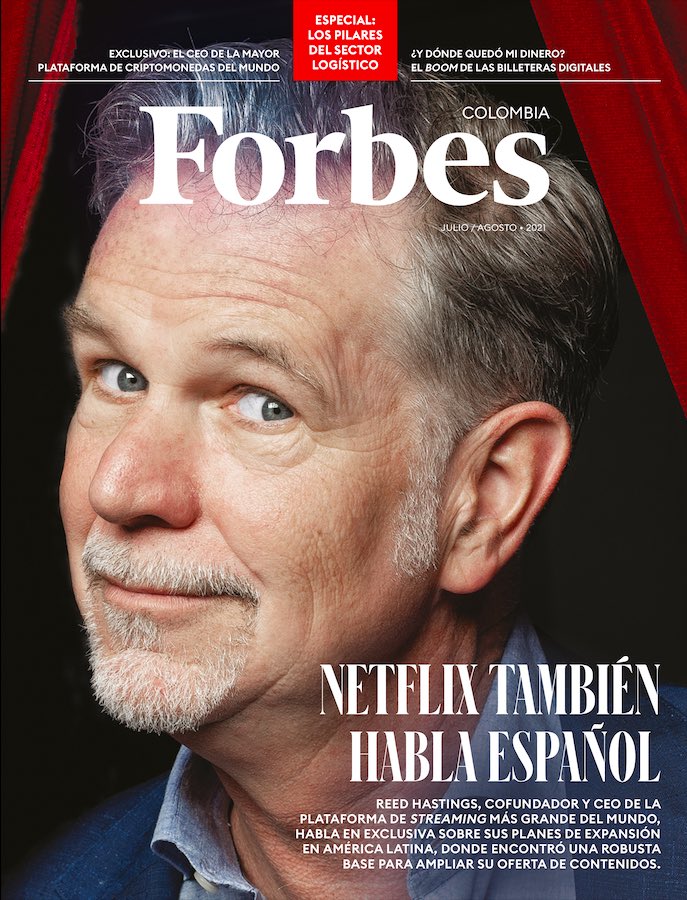 JoseCaparroso's tweet photo. Exclusivo! El cofundador y CEO de @netflix en portada de @forbescolombia. Historia de @cohetemedina. https://t.co/bp5yu8w3Gh