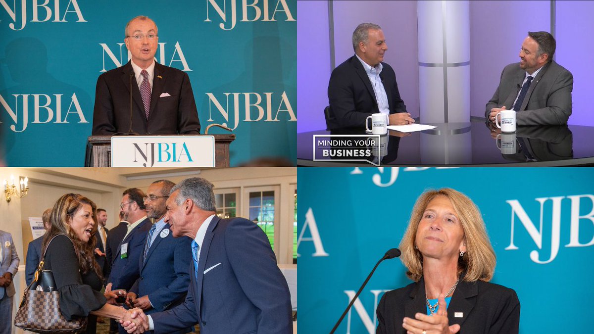 NJBIA's tweet photo. On this weekend’s Minding Your Business, @GovMurphy  and @Jack4NJ address the crowd at NJBA’s ELC reception &amp; NJBIA VP of GA @CEmigholz discusses the $46.4 billion state budget for FY22. Watch 9:30a on Sat. &amp; Sun. on News 12+, or check the livestream! https://t.co/KXfJVU9MXs https://t.co/QBU8kCdrT3