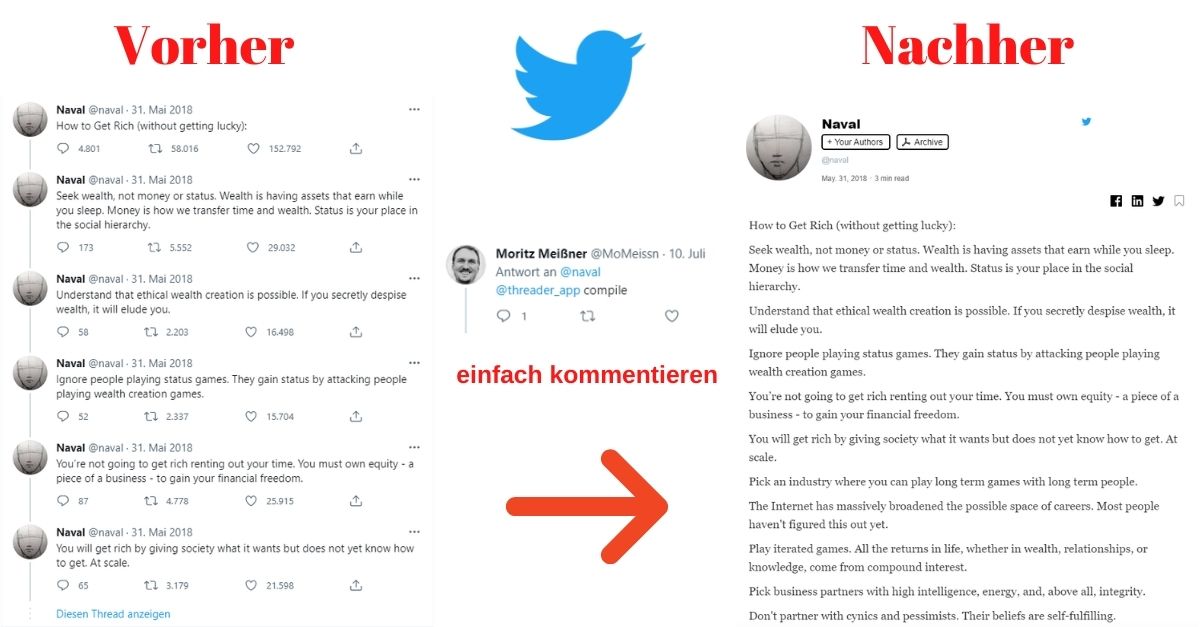 MoMeissn's tweet image. #LearningNugget No. 44: @Twitter a Learning Tool

I&apos;ve now found a way to have longer Twitter threads easily summarized on one page: 
mention the @threader_app in a Twitter thread with the keyword &quot;compile&quot; &amp;amp; you&apos;ll get a link to it.

@naval @tferriss 
linkedin.com/posts/moritz-m…