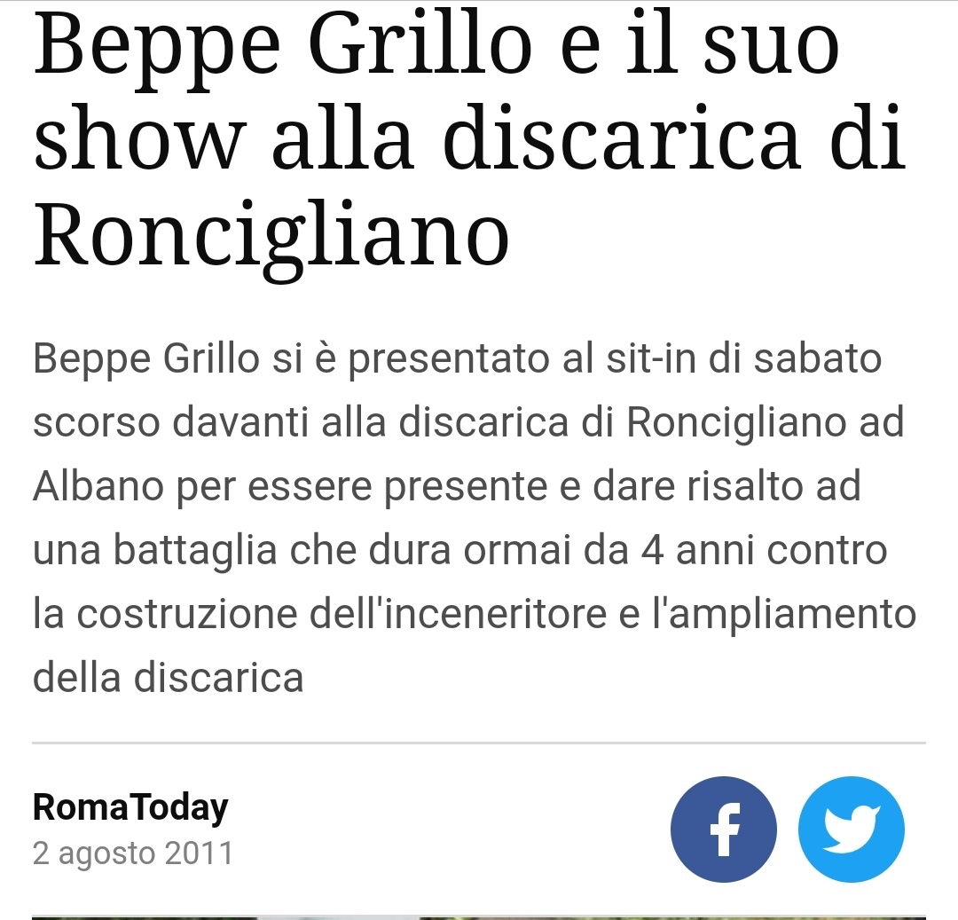 Davanti alla sindaca di Roma <a href="/virginiaraggi/">Virginia Raggi</a> che 10 anni dopo la protesta di Grillo ad Albano firma un'ordinanza per riaprire la discarica, cosa dirà il comico? Aridaje? Forse no...