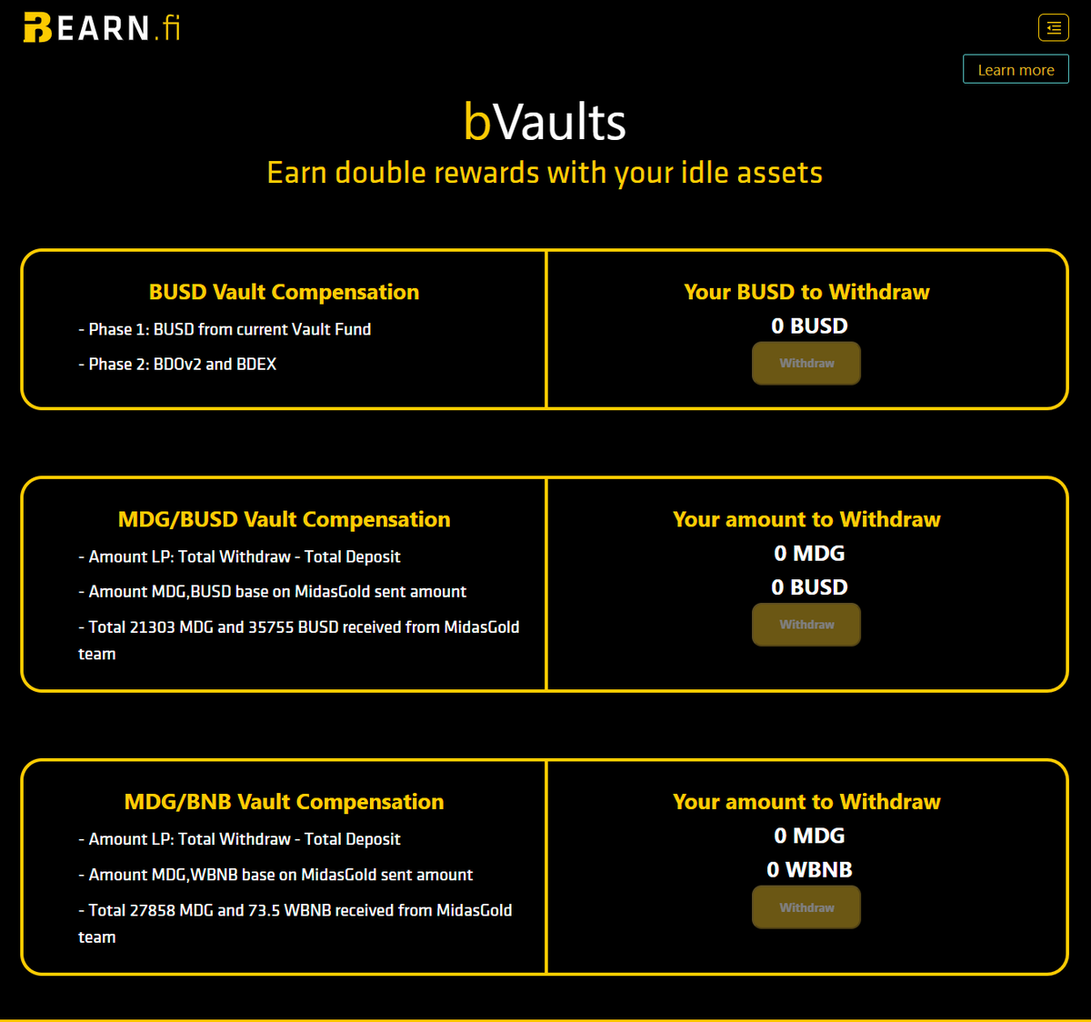 BEARNDAO's tweet image. 🔊Dear Community, we are glad to announce that compensation for Midas funds is here 🙌
We thank you for your patience and sincerely apologize for the delay 🙏

When?
🗓Today July 16, 15:00 UTC.

1. Navigate to bVaults.Fi/compensate
2. Connect wallet.
3. Press Withdraw to claim!