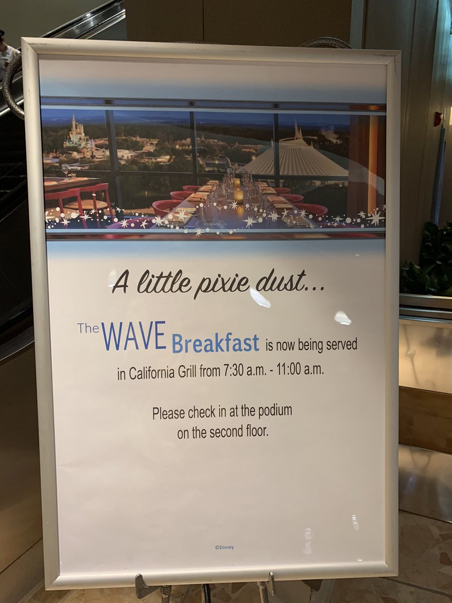 DisneyDude_71's tweet photo. The Wave is officially close for refurbishment for the 50th! California Grill now serving Wave breakfast menu! #WaltDisneyWorld https://t.co/3FL6n81iqM
