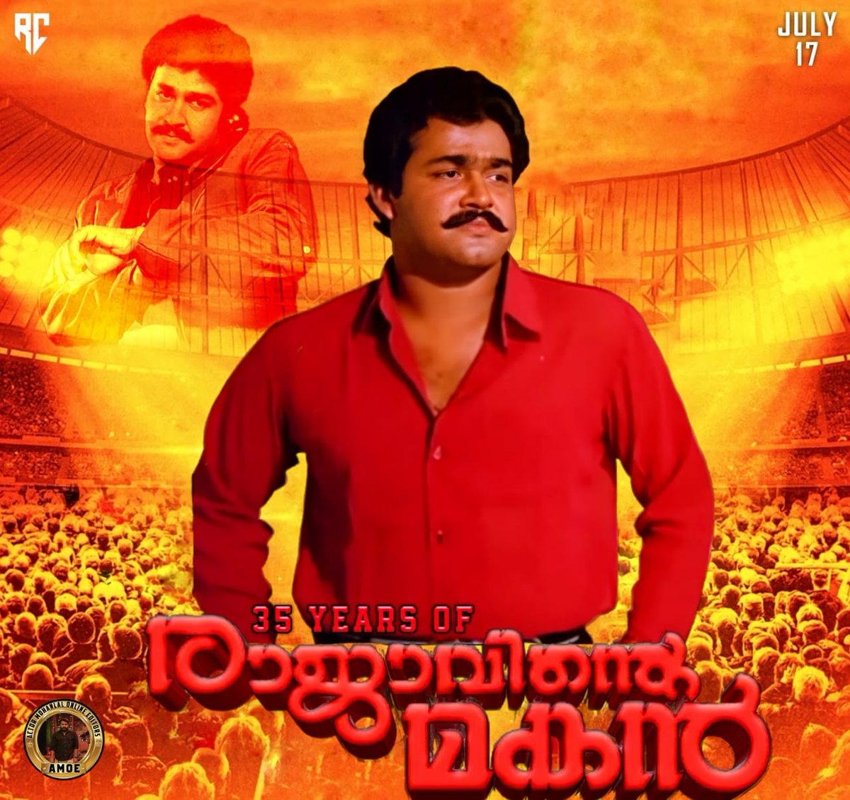 amoe_official's tweet photo. It has been 35 years since @Mohanlal became a superstar of Mollywood.

Another Special Poster 
#35YrsOfFerociousRajavinteMakan

#Mohanlal l #Drishyam2 https://t.co/HrKUCTMh4c