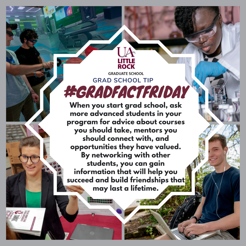 UALRGradSchool's tweet image. Happy Friday! Check out our latest grad school tip for graduate students. Apply today and use code GRFREE7 to waive the application fee. Follow us on Twitter at UA Little Rock Graduate School.
#GradFactFriday