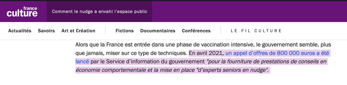 Les nudges, un des outils de manipulation officiellement utilisé par le gouvernement pour pousser à la vaccination et autres comportements. Article à lire sur France Culture. franceculture.fr/societe/commen…
