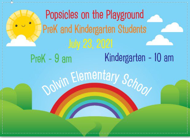 ATTENTION <a href="/DolvinES/">Dolvin ES</a> rising PreK and Kindergarten students! Come join us on July 23 for Popsicles on the Playground! @FCS_Zone6_Supt <a href="/FultonCoSchools/">FultonCountySchools</a> <a href="/DolvinPTA/">Dolvin PTA</a> @dashthedolphin1