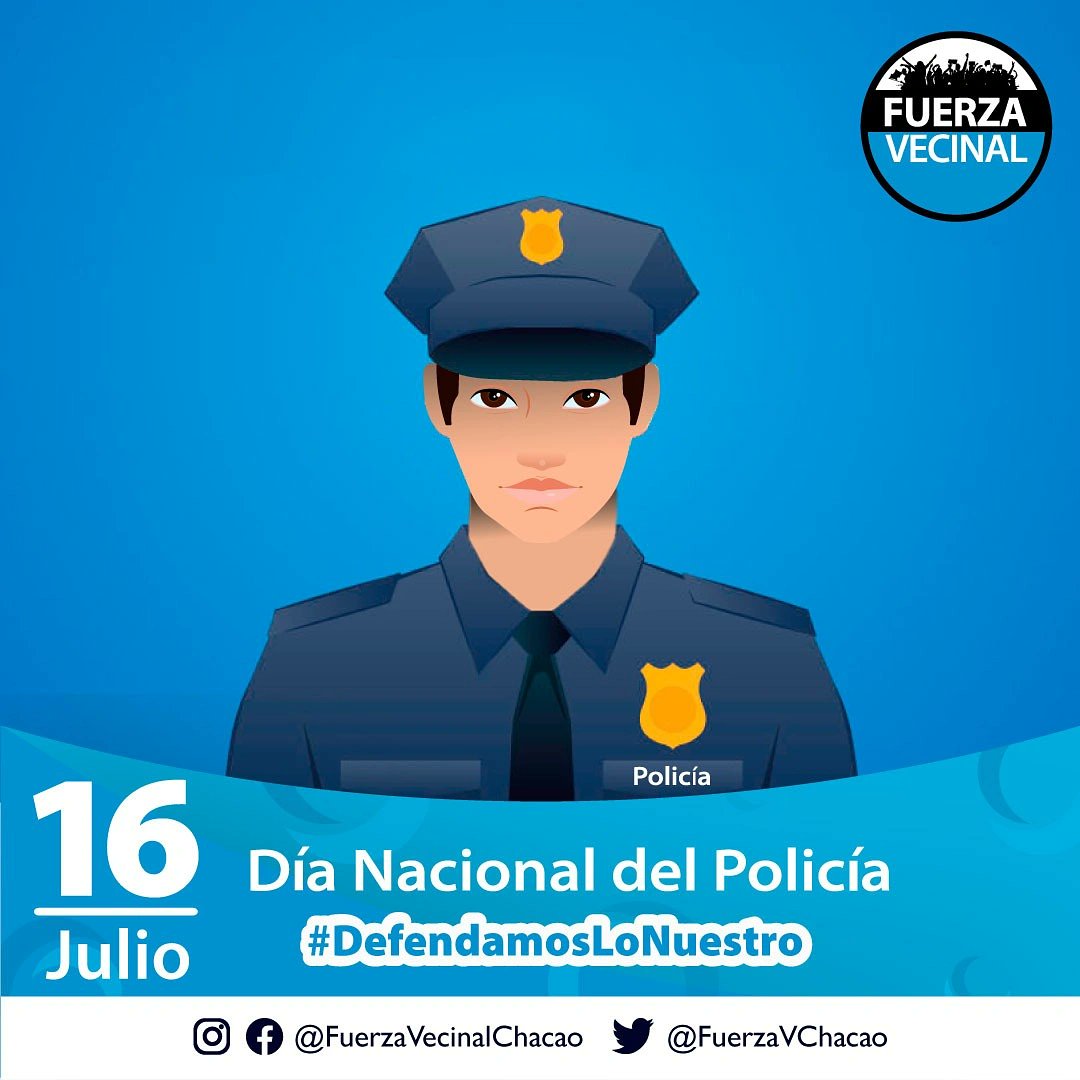FuerzaVChacao's tweet photo. Hoy #16Jul celebramos en Venezuela el Día Nacional del Policía. Felicitamos a todos los funcionarios por su labor de cuidar y proteger a todos los cuidadanos, por la defensa y seguridad del país 🇻🇪👮‍♂️👮

#DefendamosLoNuestro
#FuerzaVecinalChacao https://t.co/XXHqYYJjI4