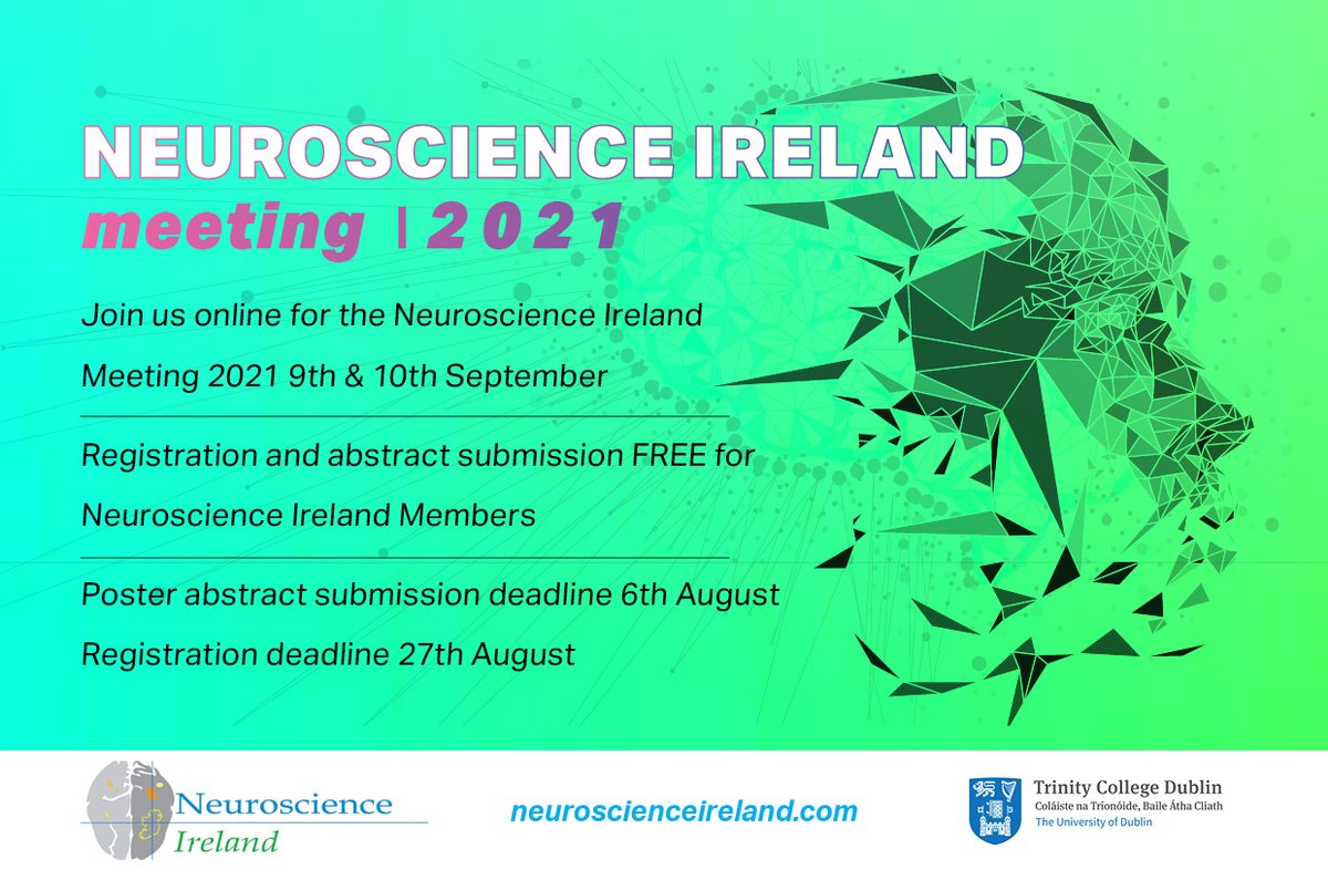 The 2021 Neuroscience Ireland Meeting will be held virtually on Sept 9th/10th. A fantastic lineup of speakers and presentations which we will highlight over the coming weeks. Registration is now open and FREE for NSI members! Abstract deadline Aug 6th. 
neuroscienceireland.com/category/neuro…