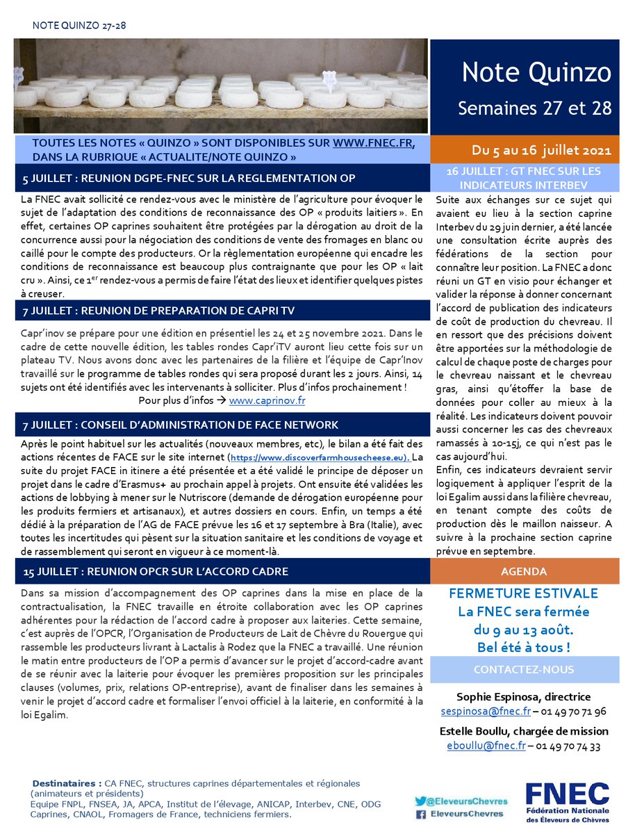EleveursChevres's tweet image. La dernière #NoteQuinzo est parue, retrouvez l'actualité de cette dernière quinzaine sur fnec.fr. 
#OP #FACEnetwork #Caprinov #chevreau
