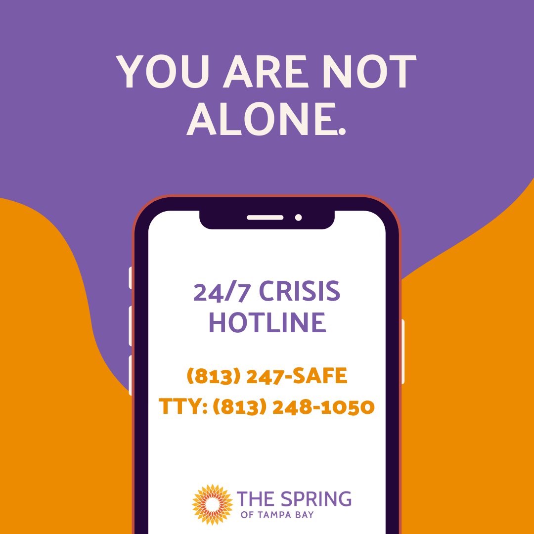 TheSpringTB's tweet photo. You are not alone.

If you or someone you know is experiencing domestic violence, we are here.

24/7 Crisis Hotline: 813-247-SAFE https://t.co/guofWATzbY