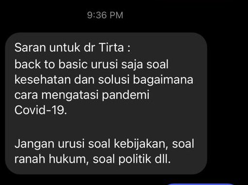 tirta_cipeng's tweet image. Begini resikonya kalo kritisi ppkm? 

Padahal saya cuma bicara : ppkm yg efektif kalo kebutuhan warga dipenuhi

Dan dibales oleh "satu sosok" yg saya kenal baik banget. Dan dia dekat dengan pemerintah

Dijawab begini

Sedih amat yah. Kritik aja ga boleh