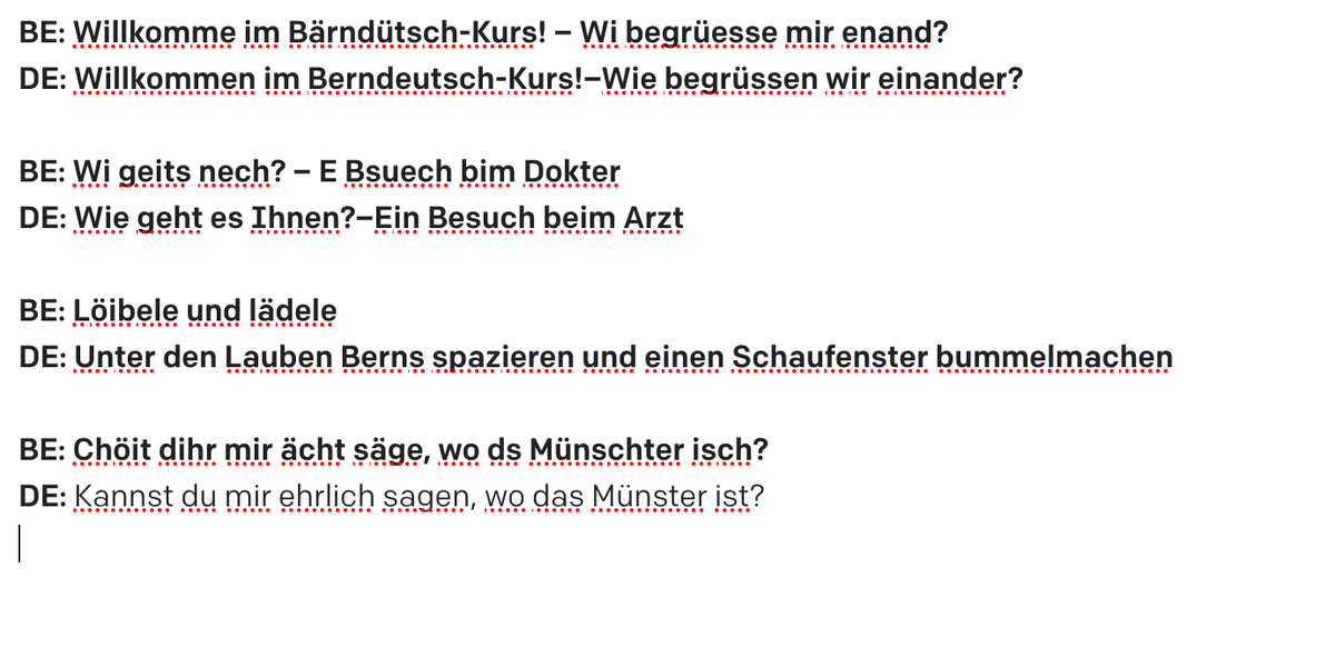scottgerring's tweet photo. I've been playing with @OpenAI 's GPT3 model! Given a couple examples, it can translate between Swiss (Bernese 
/ #bärndütsch) German and high German: https://t.co/uTXv81mSSB