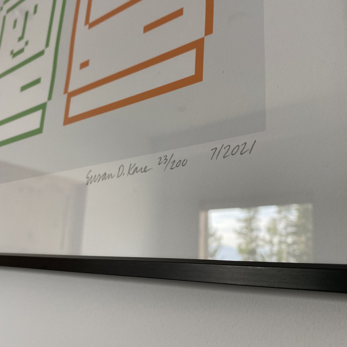 I remember turning on a Macintosh for the first time at school and meeting this little guy. I love the signed print, 
<a href="/SusanKare/">Susan Kare</a>. It's delightful. :-)