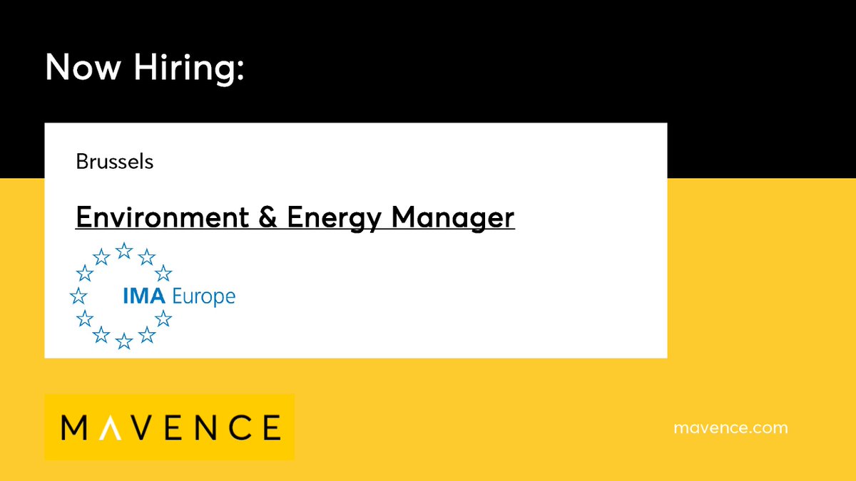 IMA-Europe is hiring a new Environment &amp; Energy Manager to work on industrial mineral policies at EU level.

Visit our Career Hub for more info on this exciting opportunity mavence.com/jobs/environme…

#hiring #career #opportunity #environmentjobs #fitfor55 #energypolicy #recruitment