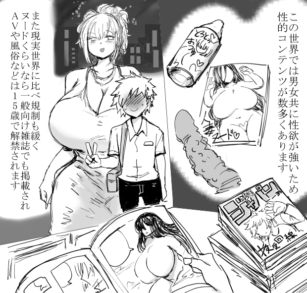 skeb依頼で描かせて頂きました!!女性がでかくてえっちな世界線その3です 