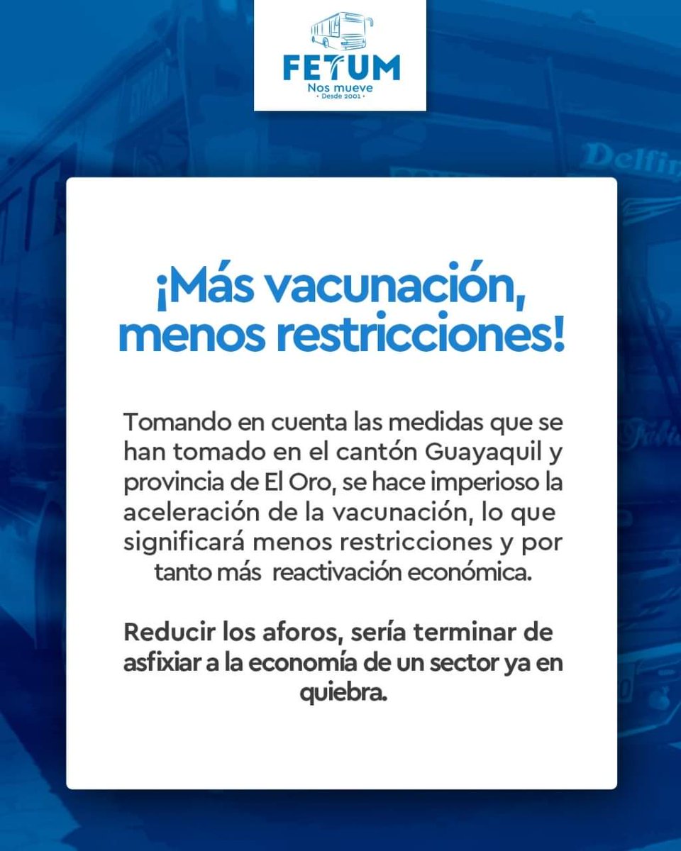 Fetum2001's tweet photo. ¡Más vacunas, menos restricciones!

#FetumNosMueve https://t.co/0aQjyltszu