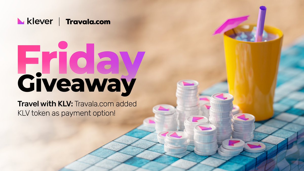 klever_io's tweet image. ✈️ #KleverFriday #Giveaway ✈️

To celebrate #KLV being added as a payment option on @travalacom, we're giving away 50,000 $KLV to 10 lucky winners!

Like + RT + Follow @klever_io &amp;amp; @travalacom 
+ Comment below: Travel with #KLV 

klever.io 🏖 travala.com