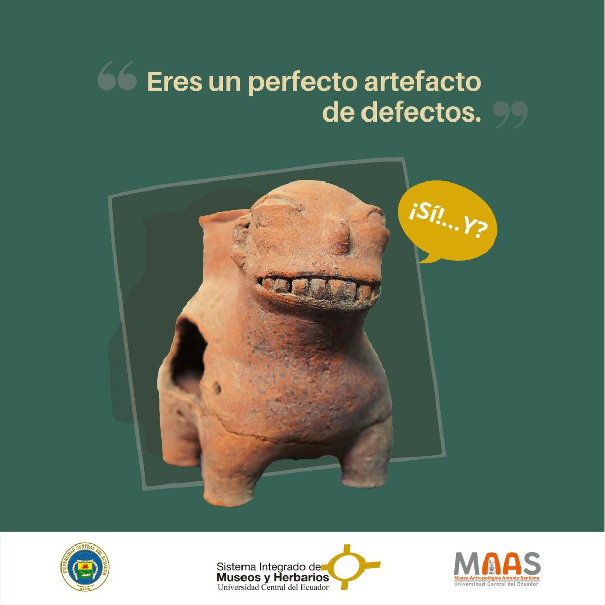 MuseoSantiana's tweet photo. ยกFeliz Viernes!
#arqueologia #ucentral #SoyCentral #Quito #ecuador #simyh #Maas #MuseosdelaUCE #LaFraseDeHoy https://t.co/O4bHrk7Qnl
