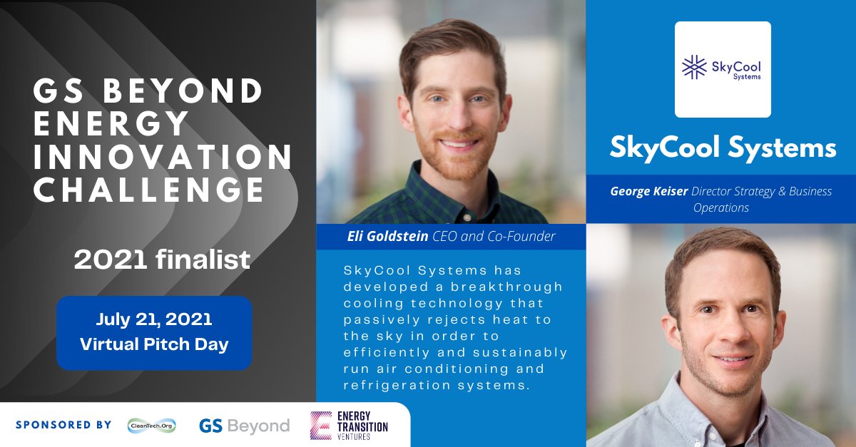 Energy Transition Ventures (@energyventures) on Twitter photo Meet our #finalist for the #GSBeyond Innovation Challenge presented by <a href="/clean_tech_org/">Cleantech.org</a>! <a href="/SkyCoolSystems/">SkyCool Systems</a> has developed a breakthrough cooling #technology that passively rejects heat to the sky in order to #efficiently run #AC and refrigeration systems. bit.ly/3yIqI57 Meet our #finalist for the #GSBeyond Innovation Challenge presented by <a href="/clean_tech_org/">Cleantech.org</a>! <a href="/SkyCoolSystems/">SkyCool Systems</a> has developed a breakthrough cooling #technology that passively rejects heat to the sky in order to #efficiently run #AC and refrigeration systems. bit.ly/3yIqI57