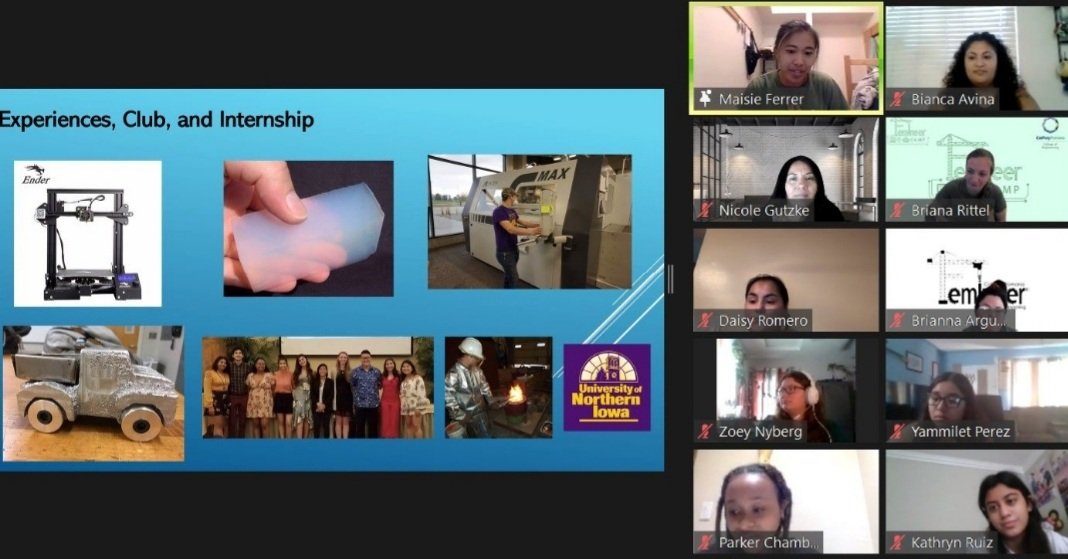 femineer's tweet image. Thank you to Maisie one of our own #cppwise student assistants that is currently interning at The University of Northern Iowa who stopped by our virtual #femineercamp to share what's it's like to be a #cppengineering student. @Femineer_SD @cppengineering