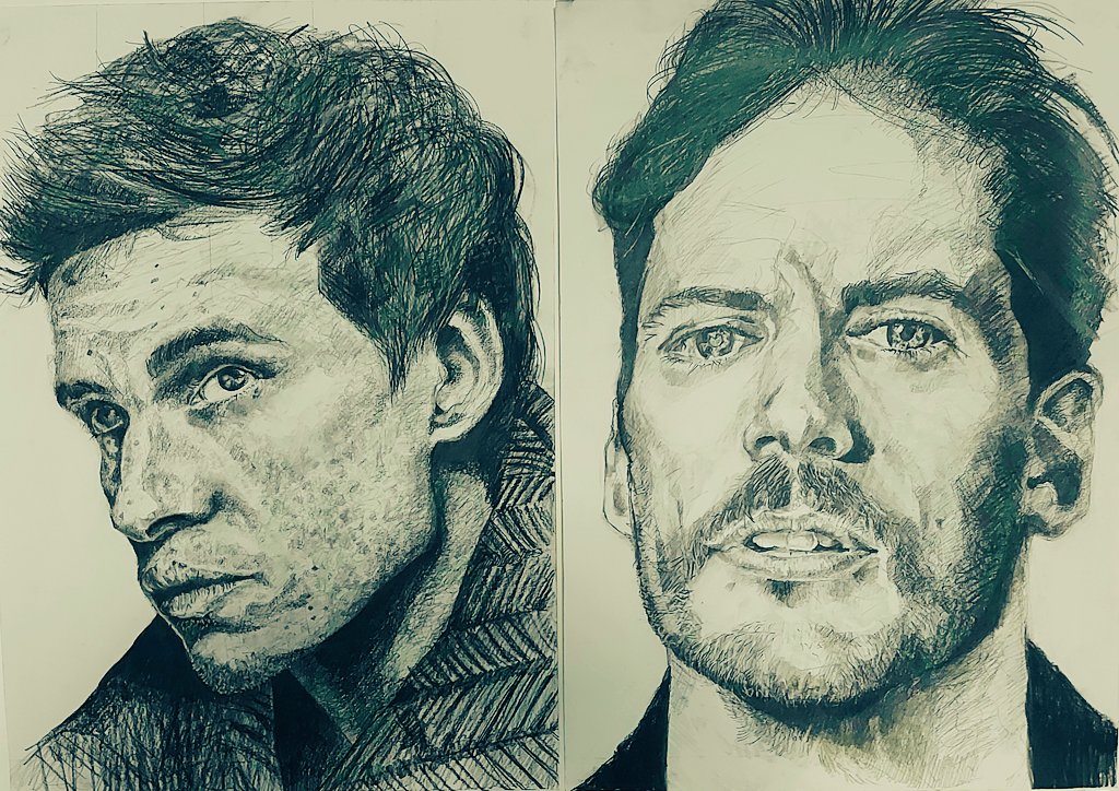 Mr_Rathe's tweet photo. Two portraits in two days. You can tell it's the school holidays! #EddieRedmayne @samclaflin #SamClaflin #charcoalpencil #celebrityportrait #celebrityart #pencildrawing #pencilart #pencilportrait #pencilportraitdrawing #actorart #artistdevelopment https://t.co/NTAaHJW7CR