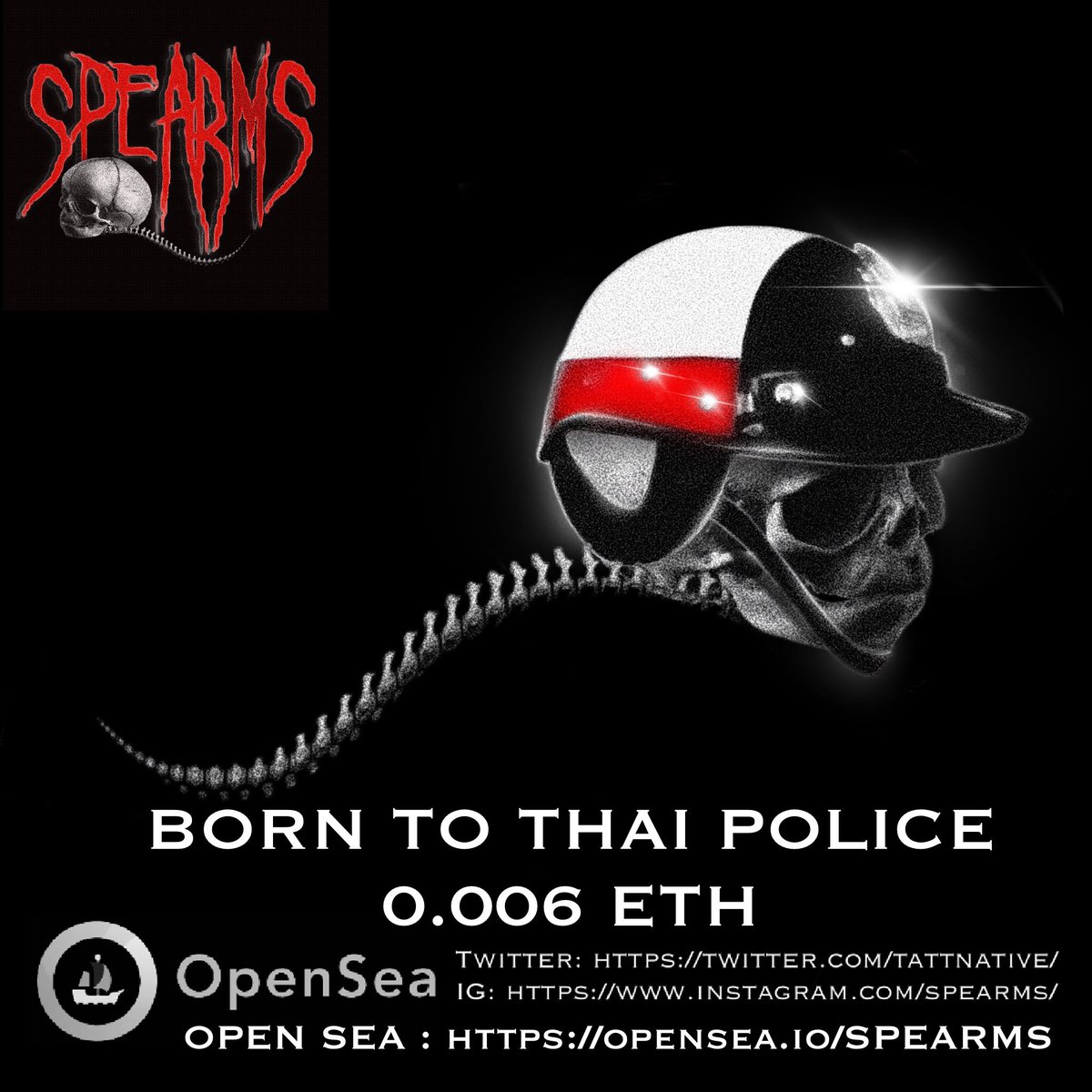 tattnative's tweet photo. NOW available BORN TO THAI POLICE

IG: https://t.co/CYeauS4LxS
OPEN SEA : https://t.co/mAx9IHifSE

#NFTs #NFT #NFTart #nftartis #NFTartist #NFTcollection #nftcollector #nftcollectors #NFTCommunity #NFTTHAILAND #nftart #NFTThaicommunity #nft #spearm https://t.co/9k6UgfNEgu