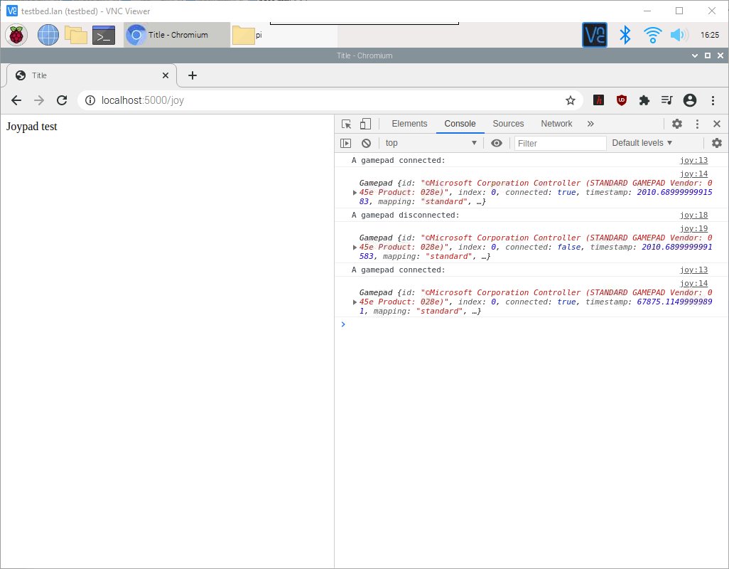 CannonFodder's tweet image. thrown together a proof of concept web page using example code and we have a USB Xbox controller detected when connected and disconnected. #PiWars #PiRobotics
