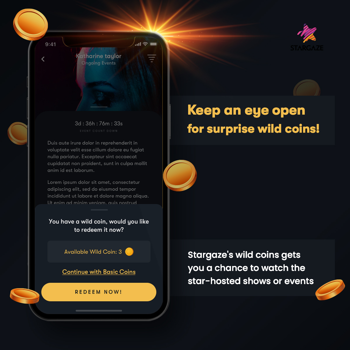 Stargaze_india's tweet image. Running out of coins and chances to watch your fav star's shows or events😟😟?

Fret not, Stargaze got you covered with its surprise wild coins💰💰. You can redeem these and become a part of your star's event.#stargaze #appfeature #applaunch #celebs