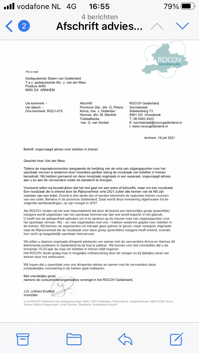 pleeback's tweet photo. Het gaat niet om een wens of behoefte, maar om een noodzaak, die erkend is door de Rijksoverheid. #ROCOV geeft dringend ongevraagd advies aan @provgelderland @JanvdMeer en #Arriva en #Hermes ‘Realiseer toiletten in de Gelderse treinen!’ #Toiletalliantie #Inclusie https://t.co/qWXJ43ouzS