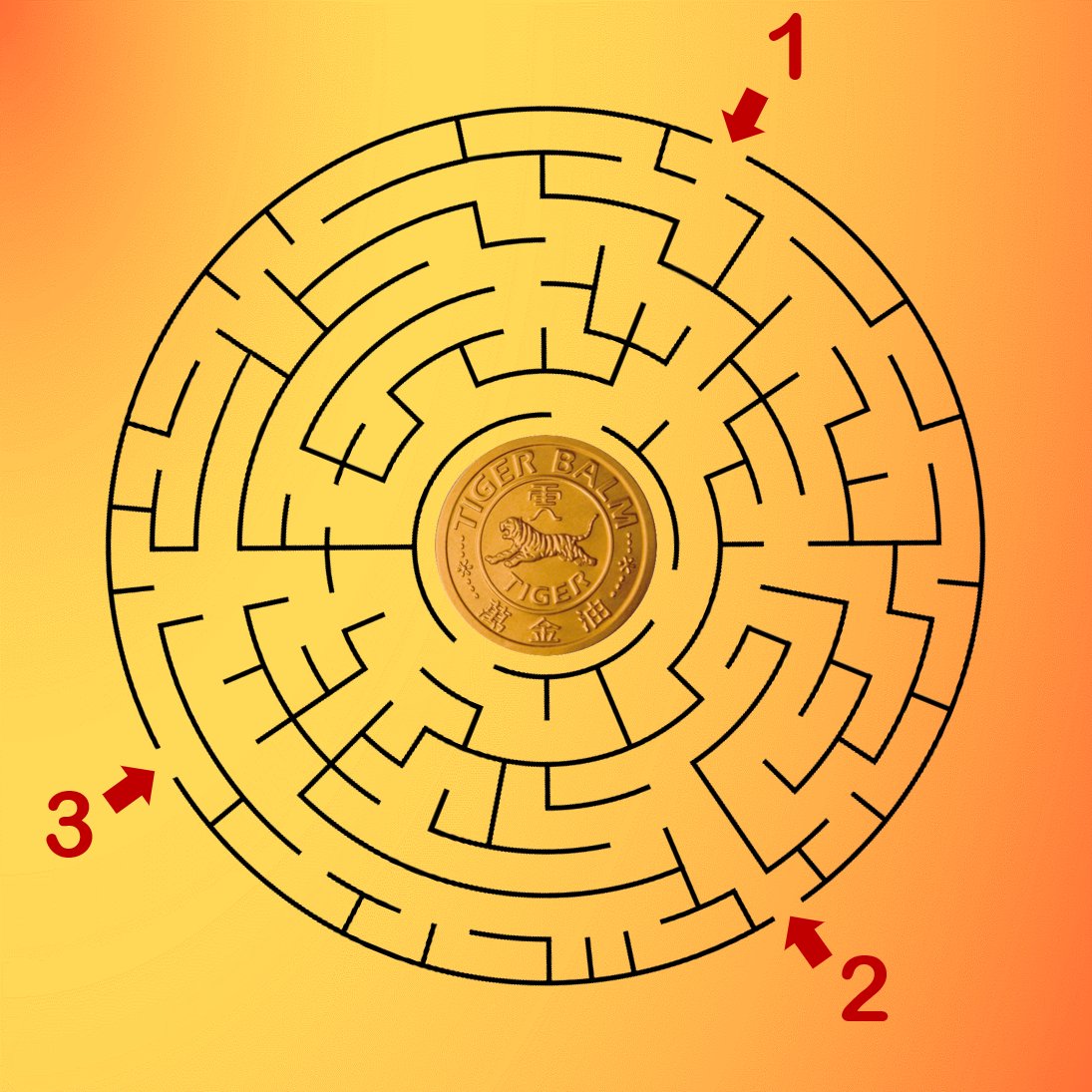 Tiger_Balm_US's tweet photo. 🚨GIVEAWAY!🚨

Enter to win a jar of Tiger Balm Extra Strength Ointment – our traditional red pain-relieving formula:

💬 Comment – Which maze entrance leads to the center?
♻ RT
🤝 Tag a friend

5 winners. U.S. only. Ends Monday.

#TigerBalmExtra #Contest #GiveawayAlert https://t.co/nv5c8lO72m