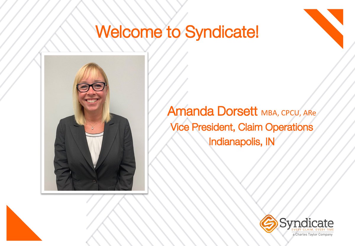 We are excited to welcome Amanda Dorsett to the Syndicate and Charles Taylor family as VP of Claim Operations, based in Indianapolis, IN! #InsuranceIndustry #InsuranceCareers #Claims #Operations #Syndicate #CharlesTaylor #TheSyndicateWay