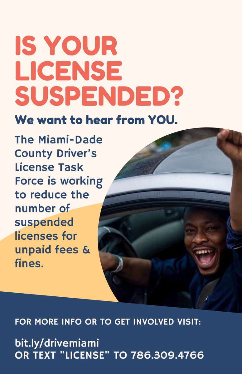 We're working with the Miami-Dade County Driver's License Task Force. Have you had your license suspended? We want to hear from you.