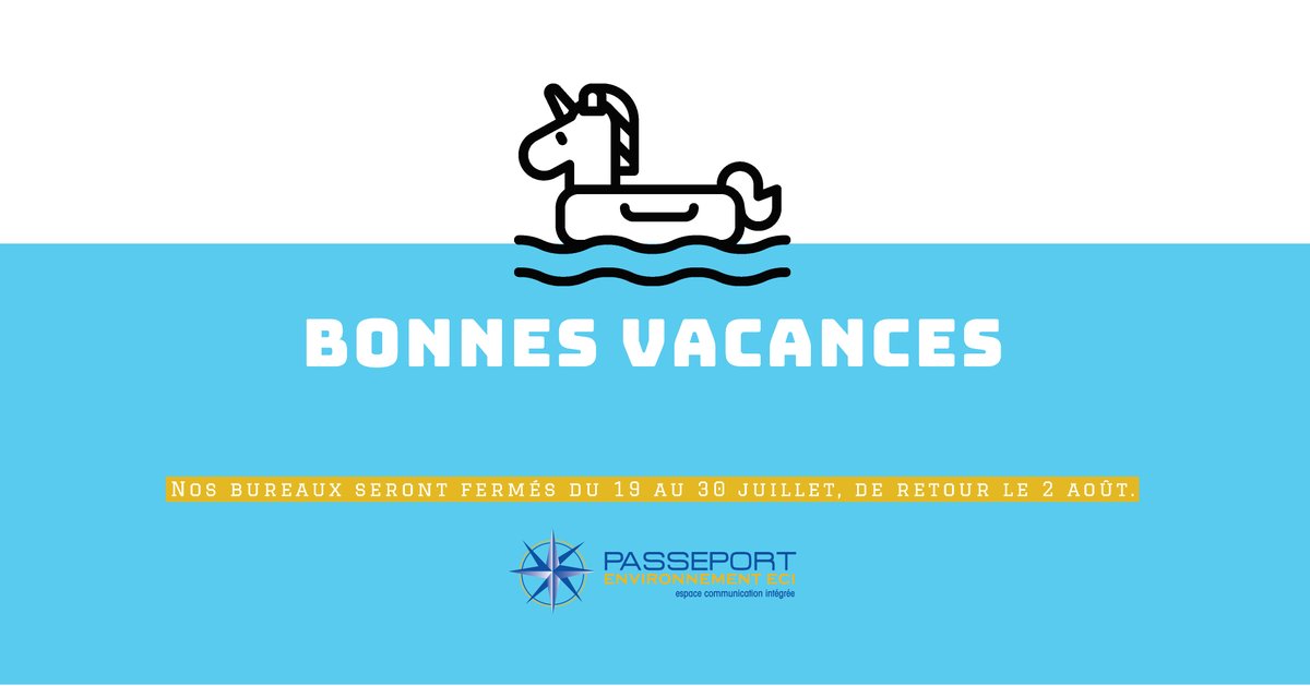 pENVIRONNEMENT's tweet photo. Bonnes vacances de la construction !
Nos bureaux seront fermés du 19 au 30 juillet, de retour le 2 août. https://t.co/42g8kI9hx1