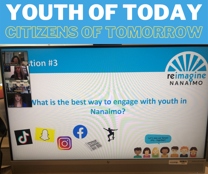 cityofnanaimo's tweet photo. High school students from Wellington &amp; NDSS recently participated virtually in discussions about the future of #Nanaimo and the best ways to engage with youth. We look forward to more sessions in the fall. Learn more about ReImagine https://t.co/2yLipk9xxf #ycd https://t.co/TWCV44tHES