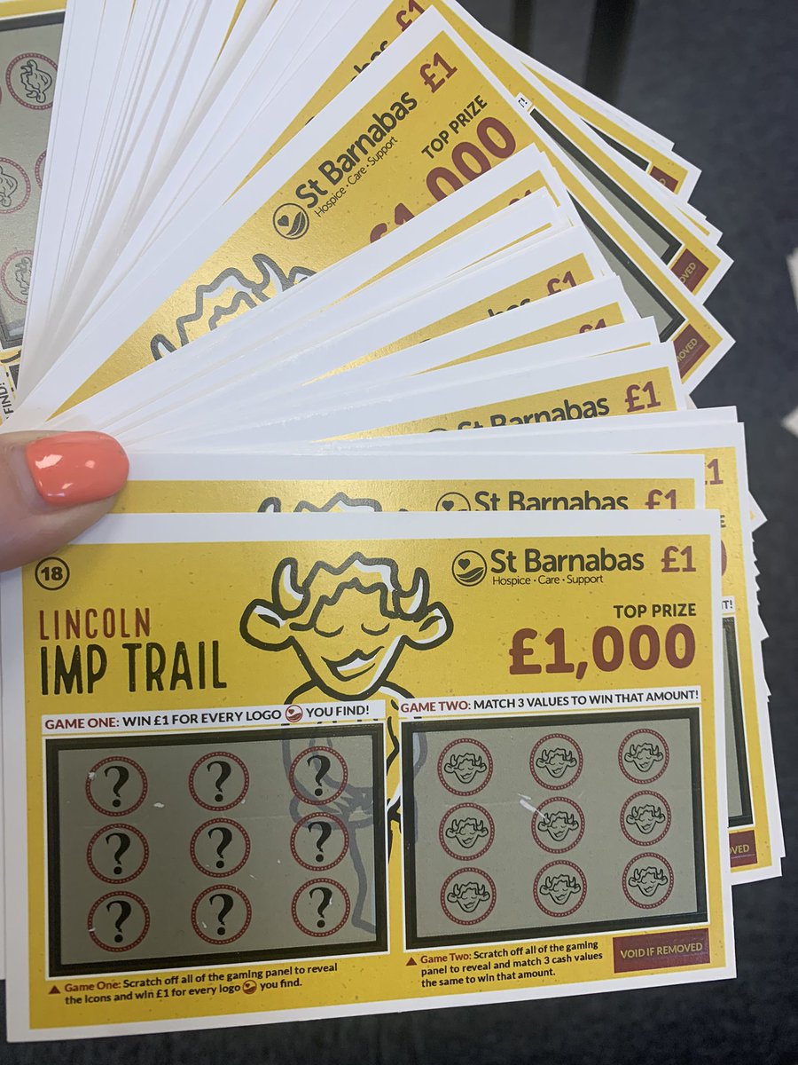 Took delivery of our <a href="/StBarnabasLinc/">St Barnabas Hospice</a> Limited Edition Imp Trail scratch cards today, how amazing do they look?! You can purchase these at any of our Lincoln Shops, the Imp Hub <a href="/WatersideSC/">Waterside Lincoln</a> and selected shops along the route! 

#imptrail #visitlincoln 

Scratch. Support. Win.