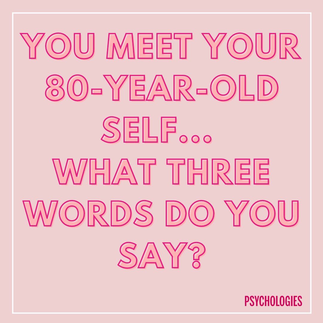 PsychologiesMag's tweet photo. You meet your 80-year-old self... what three words do you say?
#coachingquestions #questionstoaskyourself #askthequestions #introspection #lookwithin #learn #knowyourself #coaching #innerwork https://t.co/zsme6DwlJ6