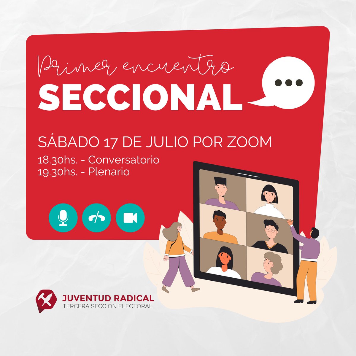 JRTercera's tweet photo. ✊ ¡PRIMER PLENARIO SECCIONAL! ✊
⠀
👉 Te invitamos a participar del primer Plenario Seccional de la Juventud Radical de la Tercera Sección el día sábado 17 de julio por Zoom. https://t.co/sWnR5e3Xwx