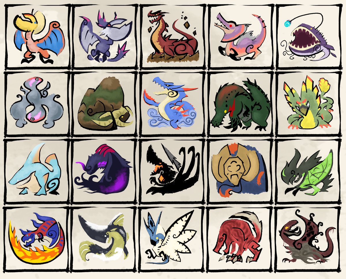 Egg3ggEgg's tweet image. Monster Hunter Rise icons that took longer than I thought to make