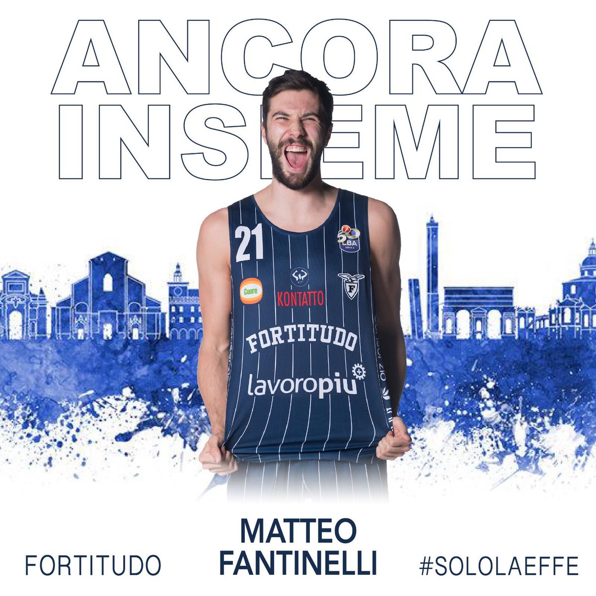 Fortitudo Pallacanestro è lieta di comunicare che Matteo Fantinelli sarà ancora un giocatore della Effe! Le parti hanno, infatti, raggiunto un accordo per sottoscrivere il rinnovo del contratto. #SoloLaEffe ⚪️🔵 #ritornoalfuturo