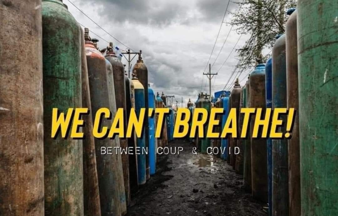 MYANMAR IS IN CHAOS WITH #COVOD19 AND COUP.  Covid-19 is out of control in Myanmar and Junta use this as a weapon for the coup. Oxygen shortage is major problem now.  #MyanmarCovidSOS #July16Coup #WhatsHappeningInMyanmar