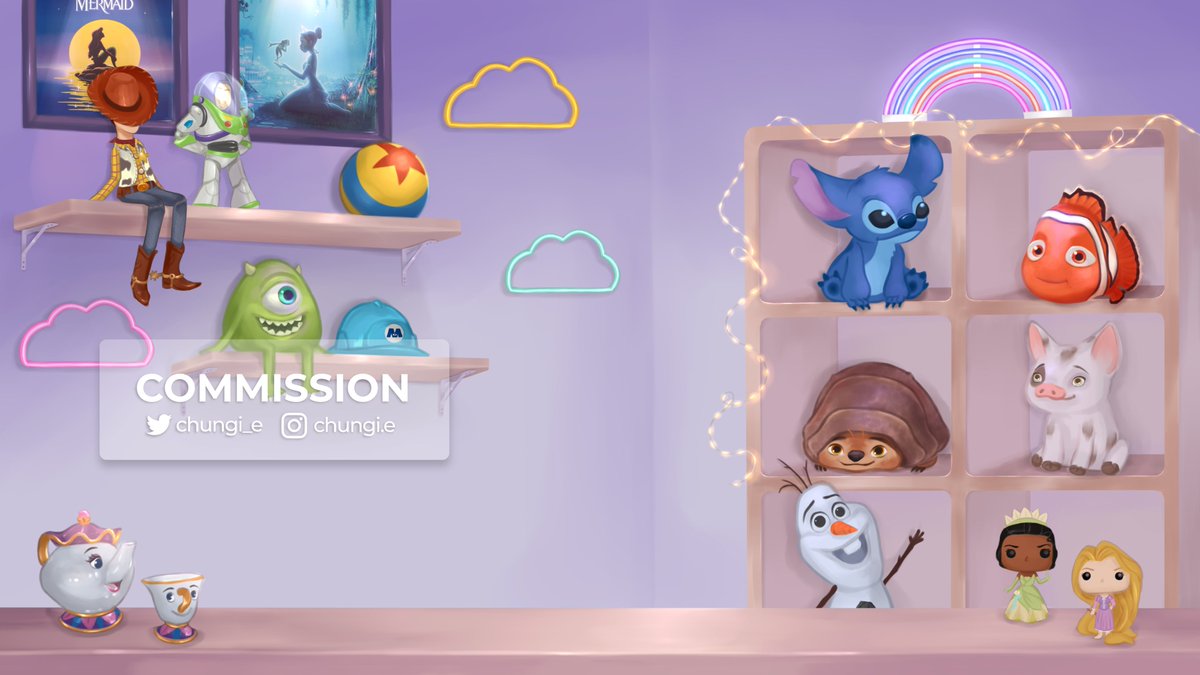chungie_art's tweet photo. Background with Disney plushies 🌈🧸
#commission #vtuber #vtuberbg #background https://t.co/BuIh5AtHEH
