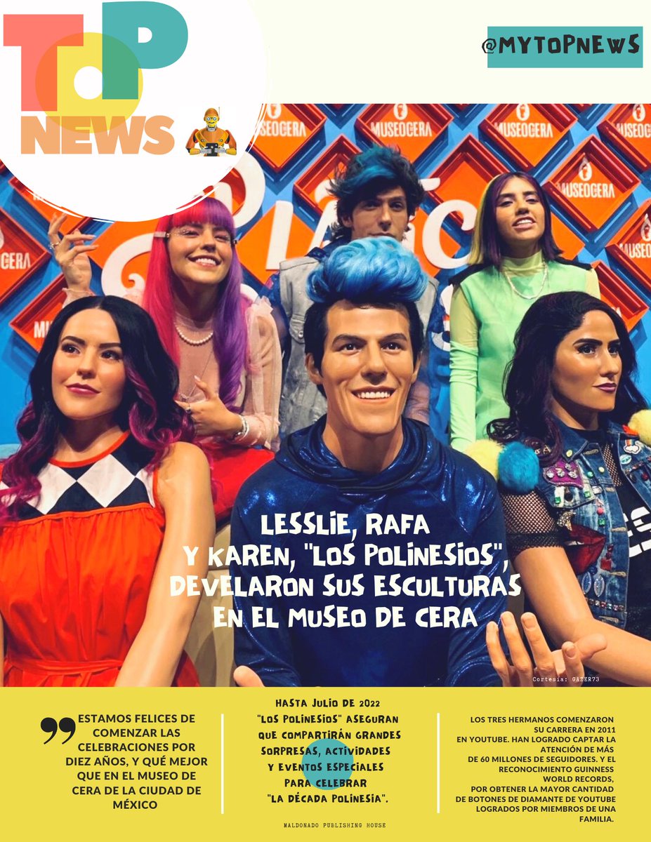 TopNewsFamily's tweet photo. Los hermanos: Lesslie, Rafa y Karen, conocidos como "Los Polinesios", develaron sus figuras, en el Museo de Cera.
#youtubers #lospolinesios #museodecera #CiudaddeMéxico #decadapolinesia #teamkaren #teamrafa #teamlesslie #gazer73 #mytopnews #digitalcreators #waxmuseum https://t.co/gXV3x6XQaG