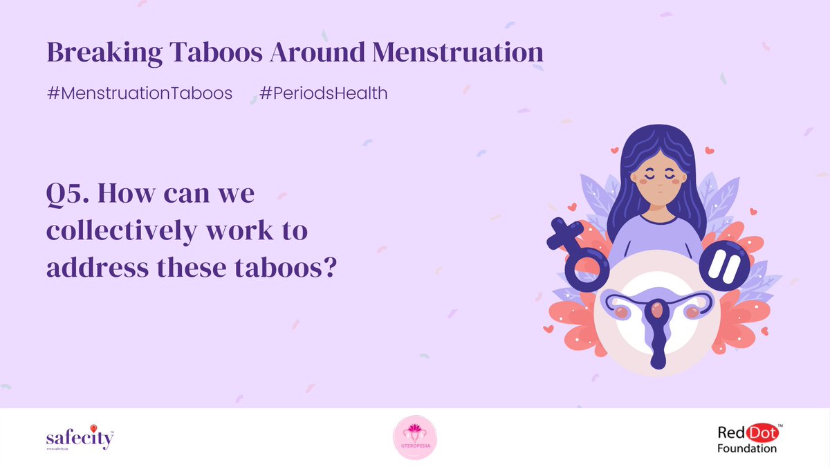 TheSafecityApp's tweet photo. Q5. How can we collectively work to address these taboos?
#MenstruationTaboos #PeriodsHealth #periodtaboos #reproductivehealth #PeriodPoverty #PeriodsinAPandemic #PeriodTalks #Breakingtaboos #periods #menstruation #menstruationmatters https://t.co/rtG3fJDYbx